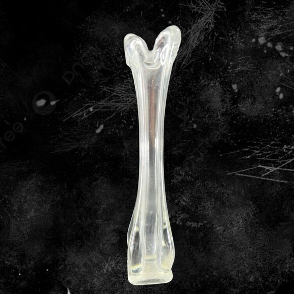 Vintage 1980s Clear Swung Art Glass Vase Tall Glass Decor Abstract Shaped Vase - Picture 2 of 15
